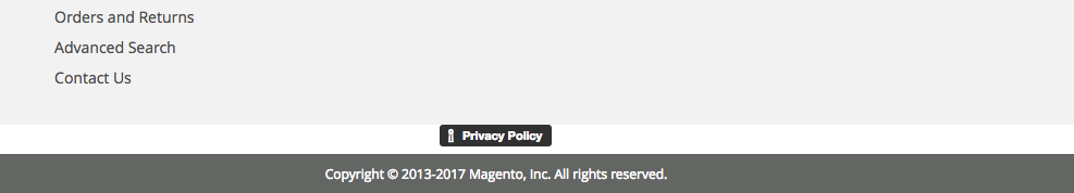 WIDGET DE RODAPÉ IUBENDA INSTALADO EM UM SITE MAGENTO