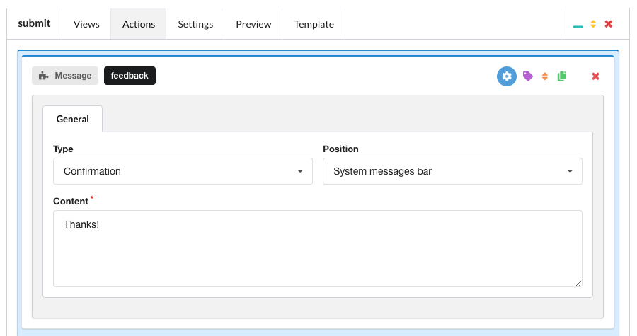 ChronoForms para Joomla! - Configuração da mensagem