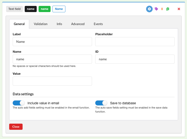 ChronoForms para Joomla! - Configuração do campo de texto