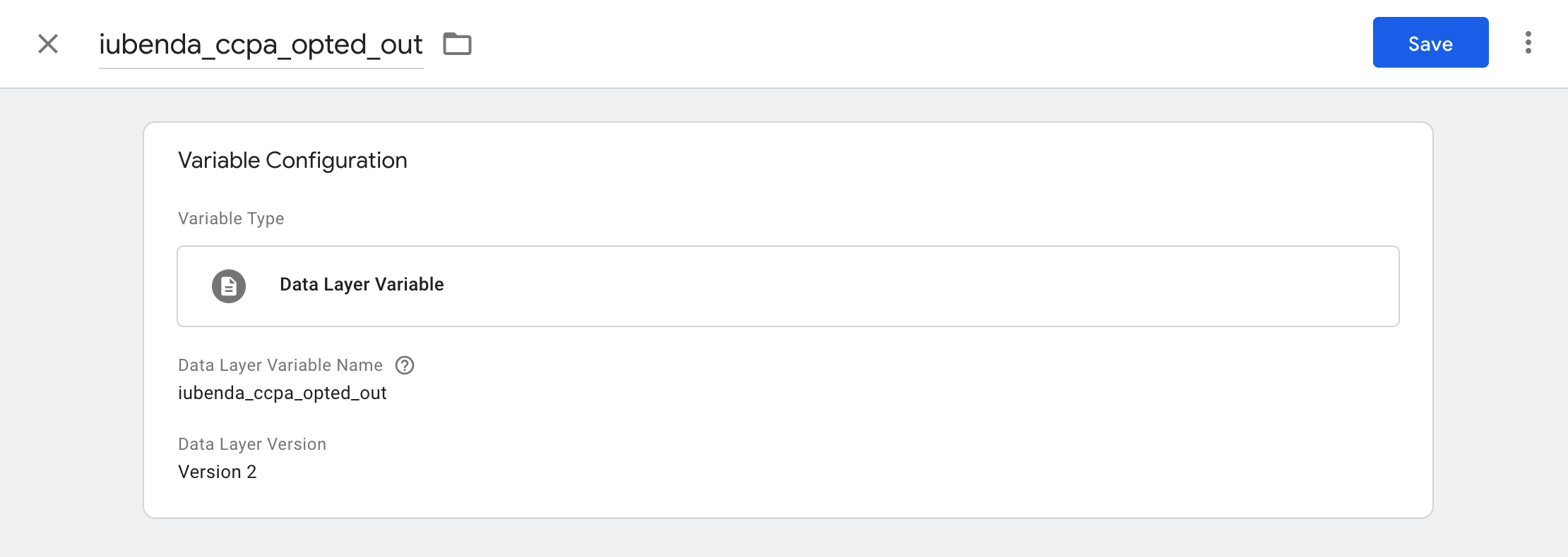 Google Tag Manager - Configuración de la variable iubenda_ccpa_opted_out