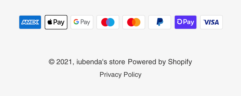 Shopify - Link alla Privacy Policy di iubenda a footer