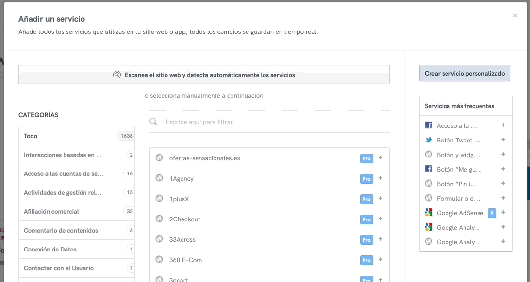 Cómo añadir un servicio personalizado
