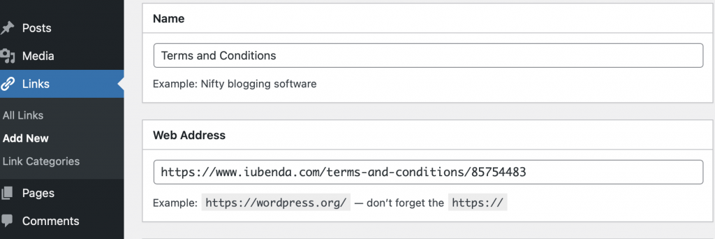 Como adicionar Termos e Condições no WordPress.com
