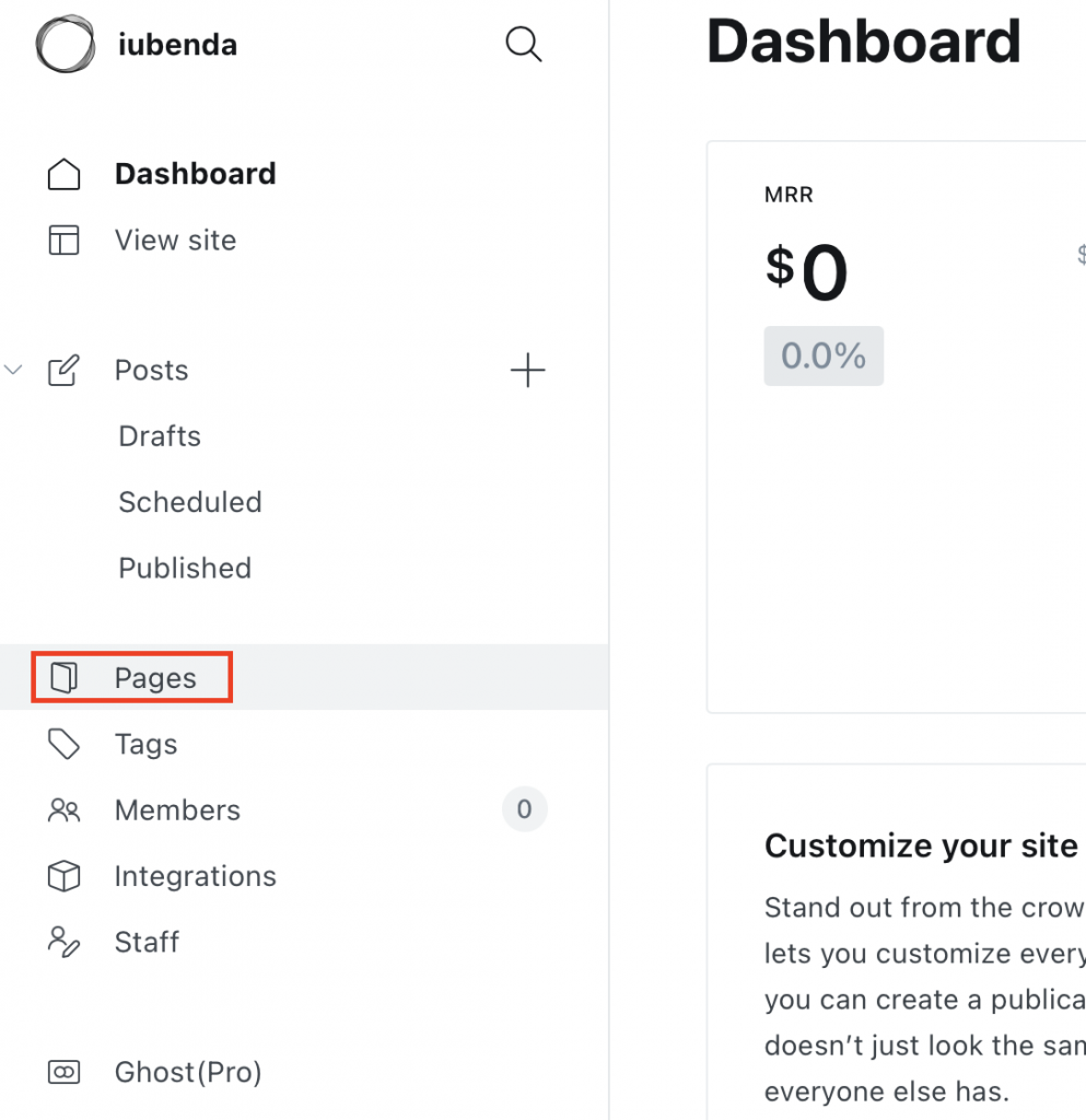 Como adicionar termos e condições no Ghost