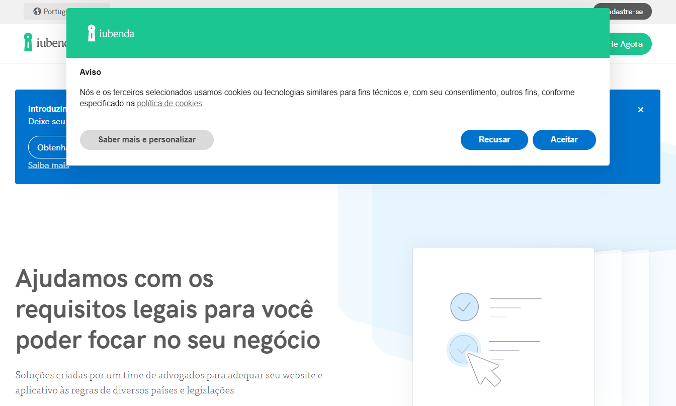 requisitos básicos do banner de cookies sob o gdpr e eprivacy