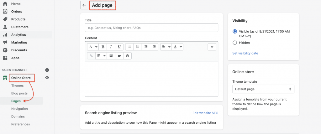 Como adicionar Termos e Condições no Shopify