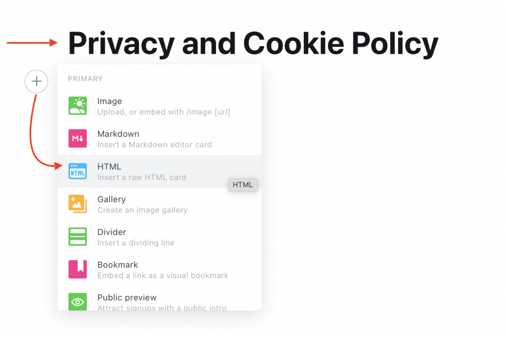 Como adicionar uma Política de Privacidade no Ghost