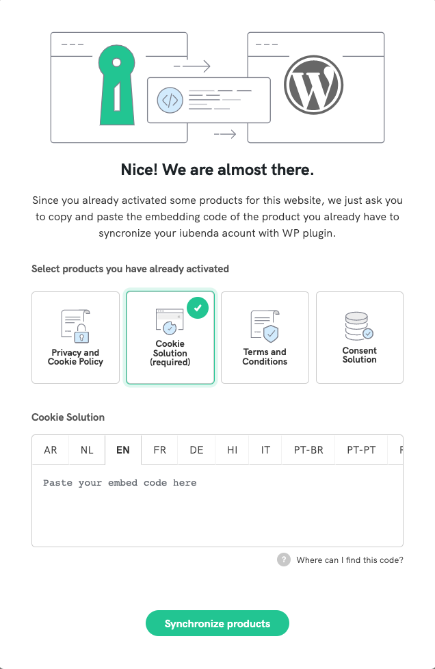 sincronizar a privacy controls and cookie solution