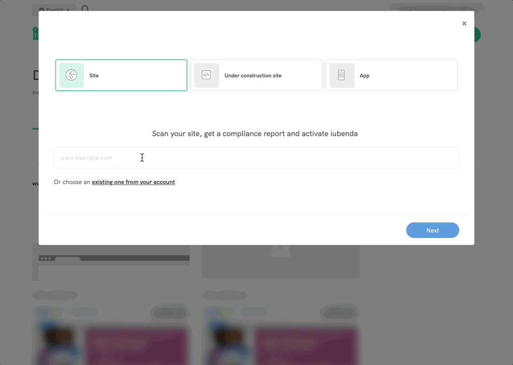 Escolha um idioma para sua política de privacidade/termos e condições