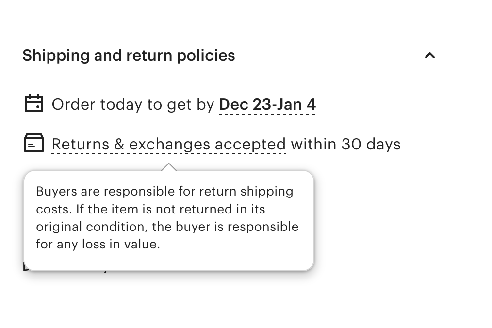 small business return policy example