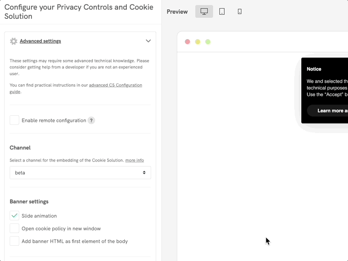 Canales de solución de cookies