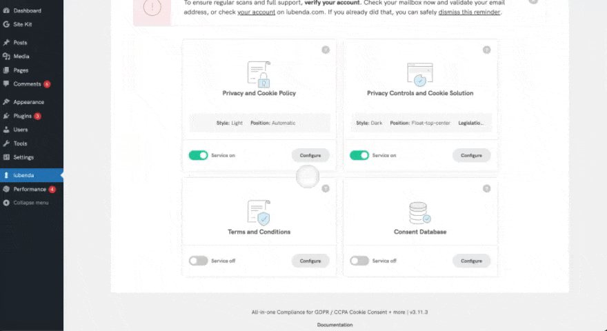 Vérification du kit de site du plugin wp