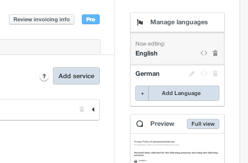 Edit Privacy Policy - iubenda - Privacy Policy generator