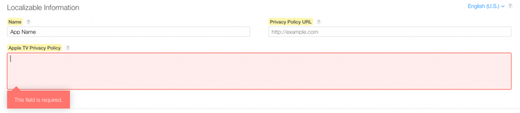 Política de Privacidade para tvOS Apps (Apple TV)