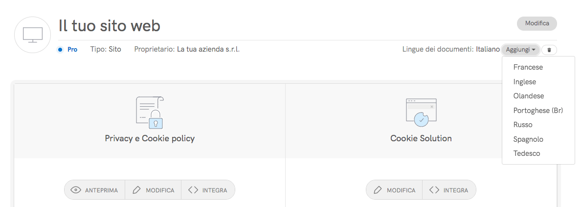 Aggiungi un'altra lingua ai tuoi documenti