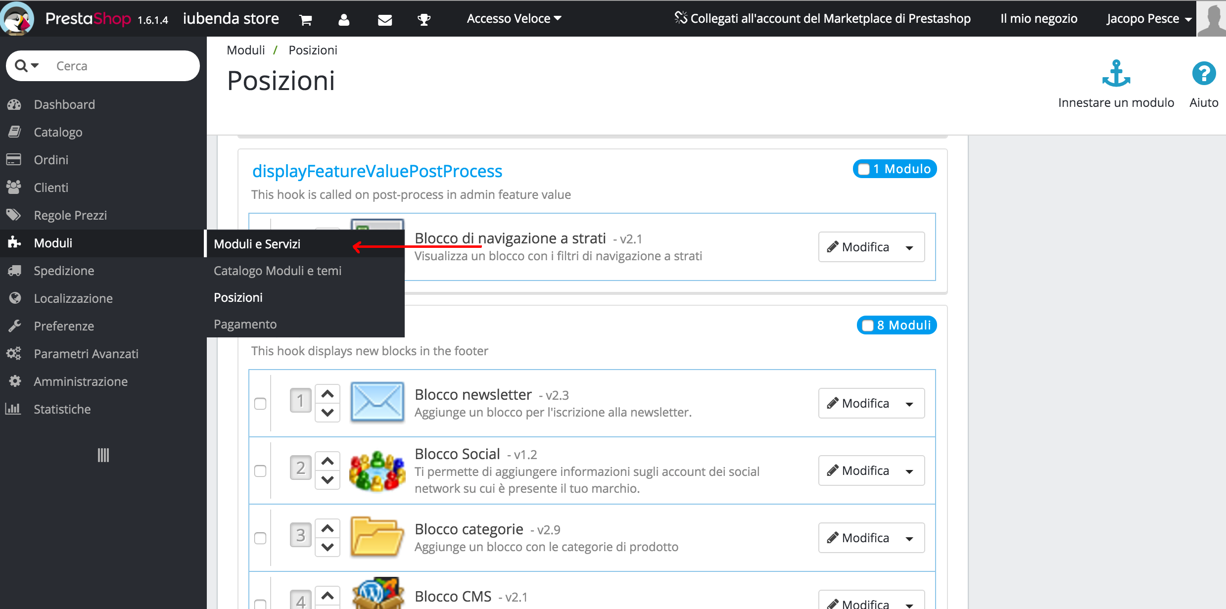 Privacy e cookie policy di iubenda su Prestashop 1.6