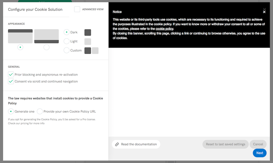 New Cookie Solution Configurator 
