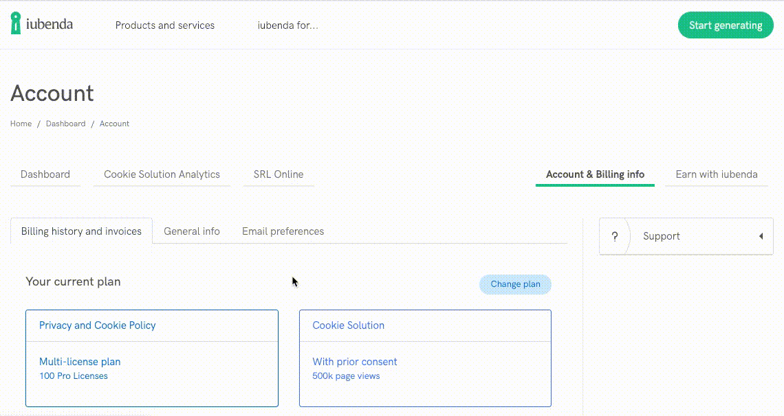 Review invoicing info