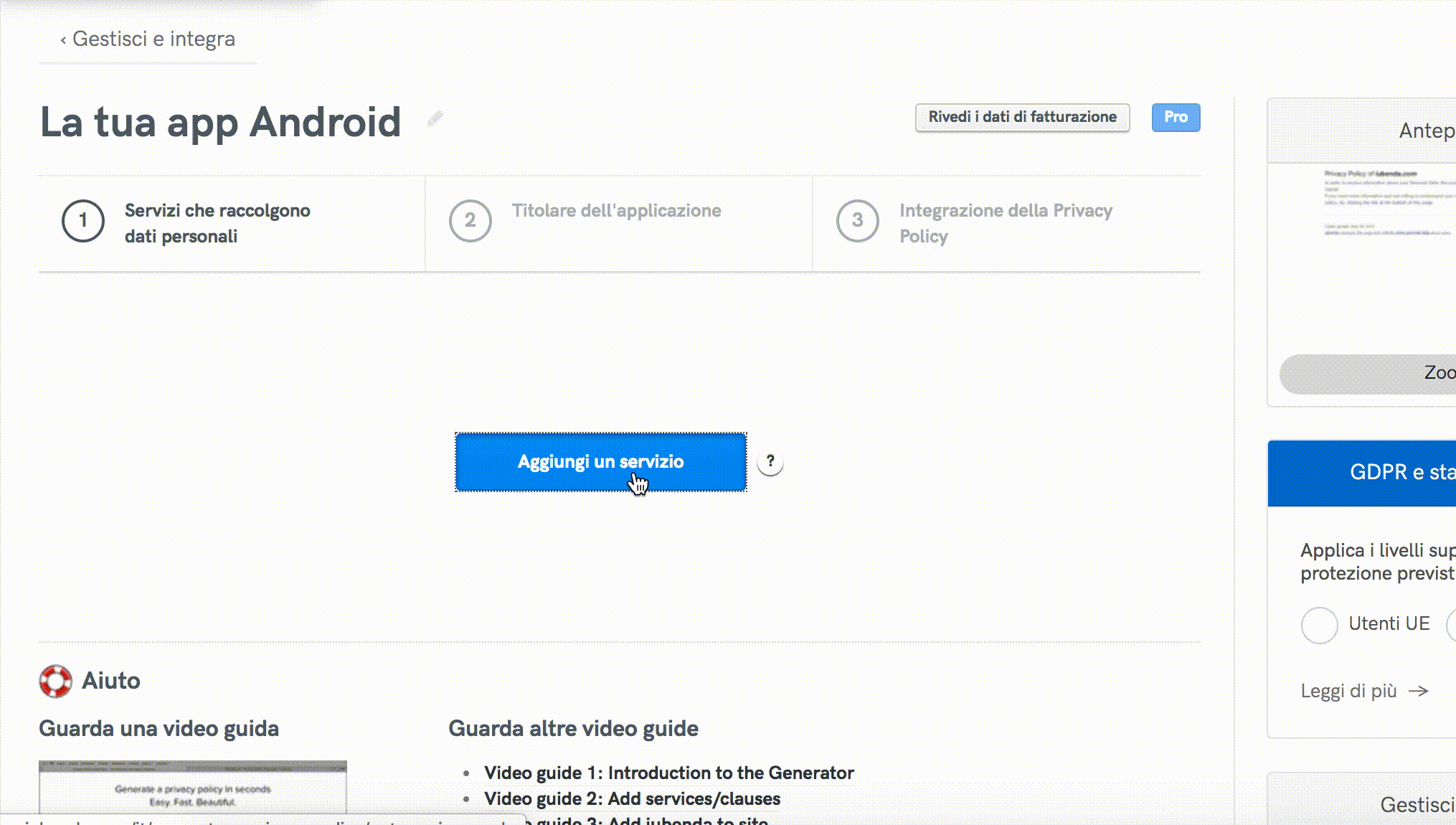 Aggiunta del servizio 'Permessi per l'accesso ai Dati Personali presenti sulla periferica dell'Utente'