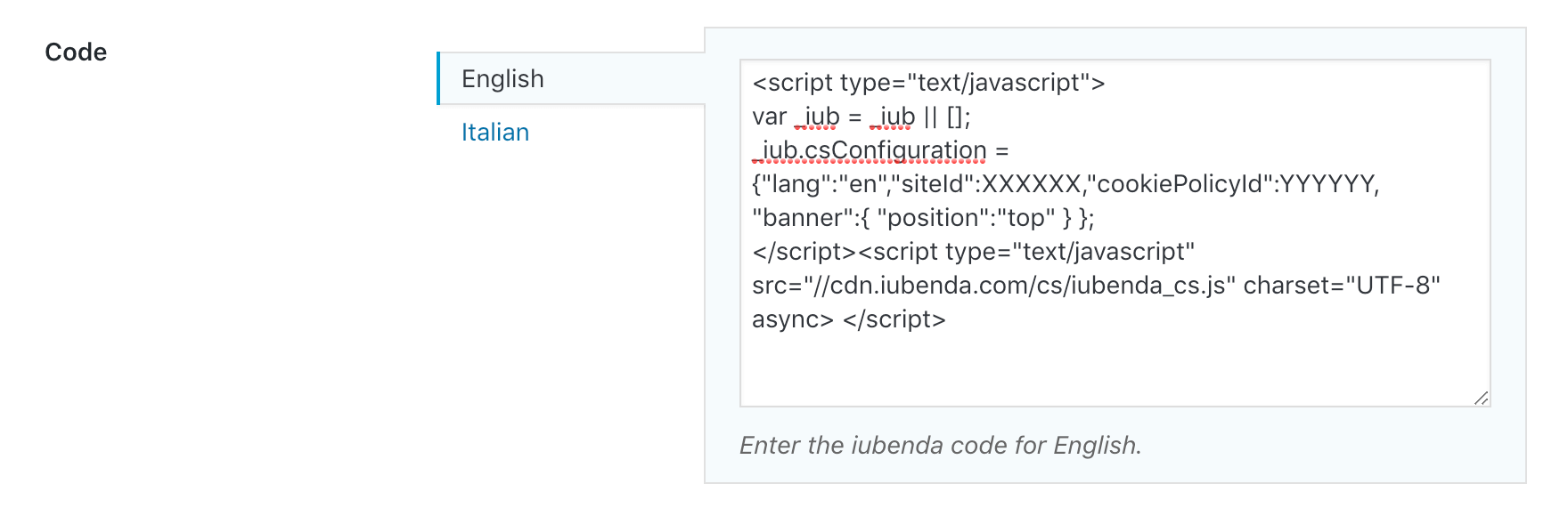 iubenda WPML WordPress plugin