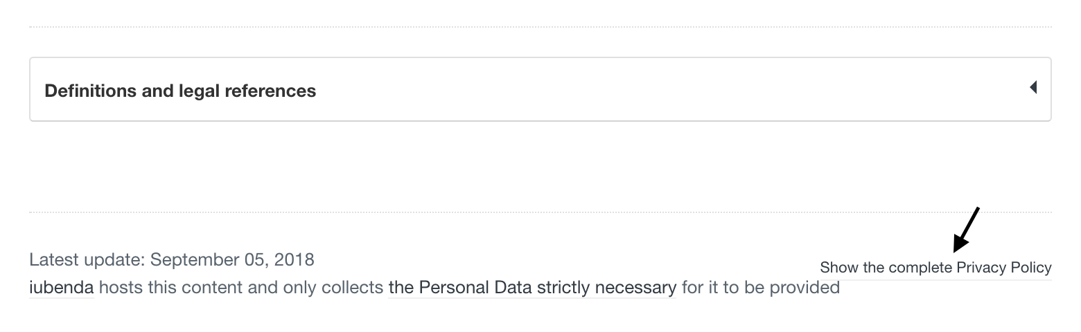Privacy Policy link inside the cookie policy