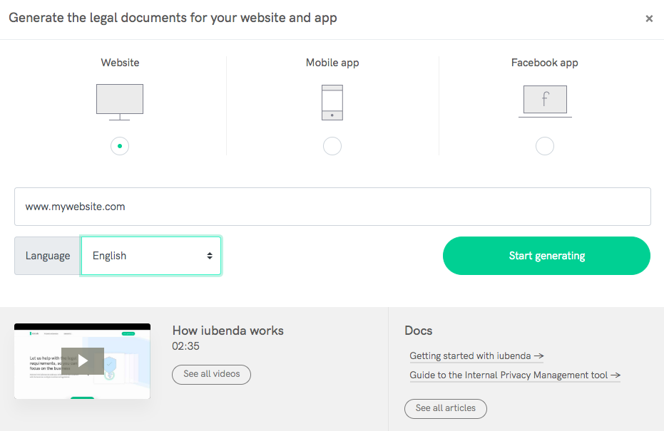 Guide de démarrage du générateur