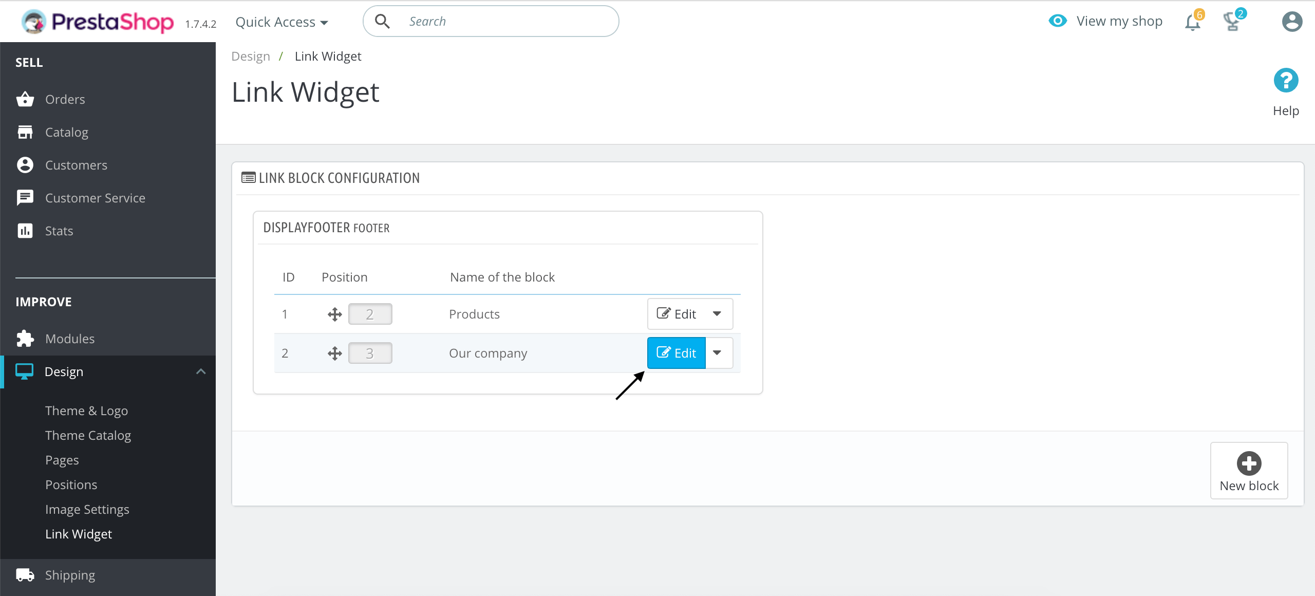 PrestaShop 1.7 - Link Widget