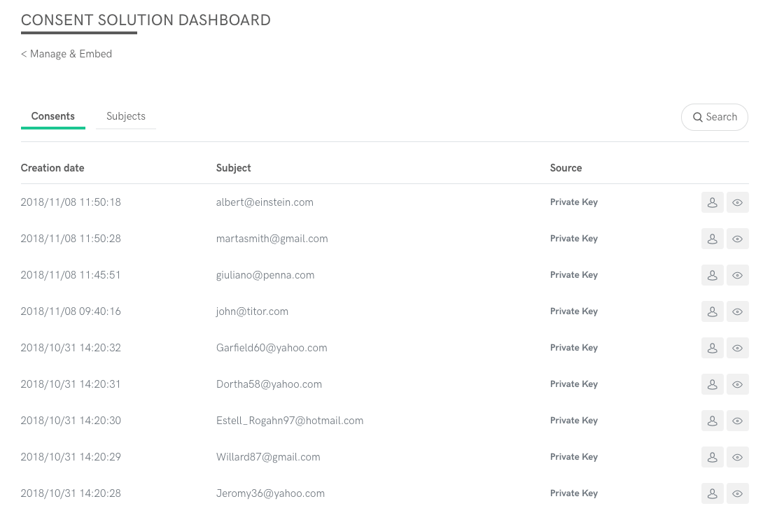 Consent Solution Dashboard preview