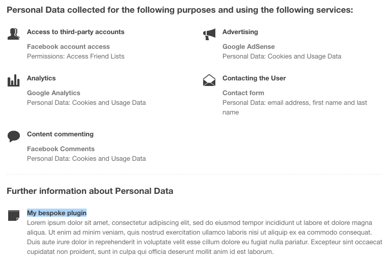 Informações adicionais sobre Dados Pessoais