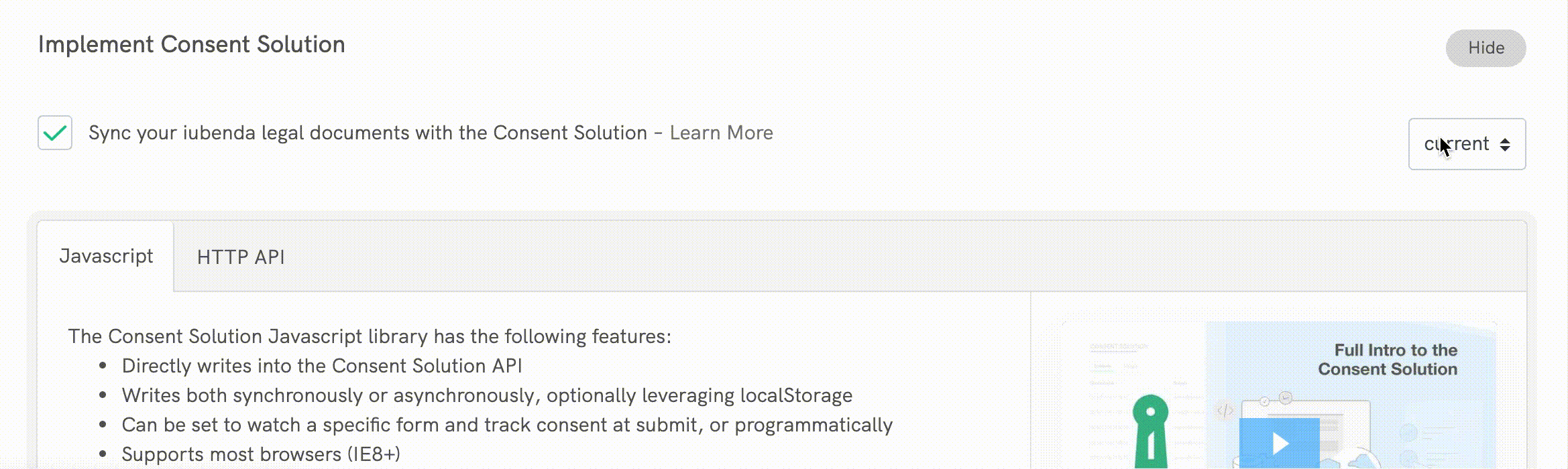 Consent Solution - modifier le canal de transmission