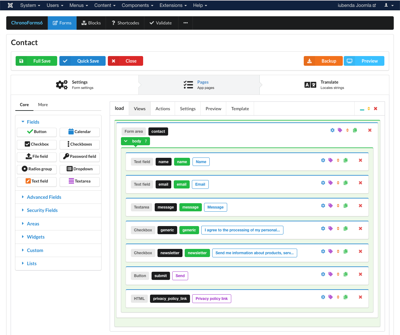 ChronoForms pour Joomla! - Formulaire