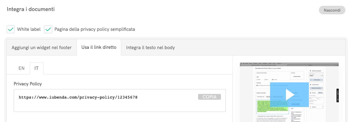 Privacy e Cookie Policy - Link diretto