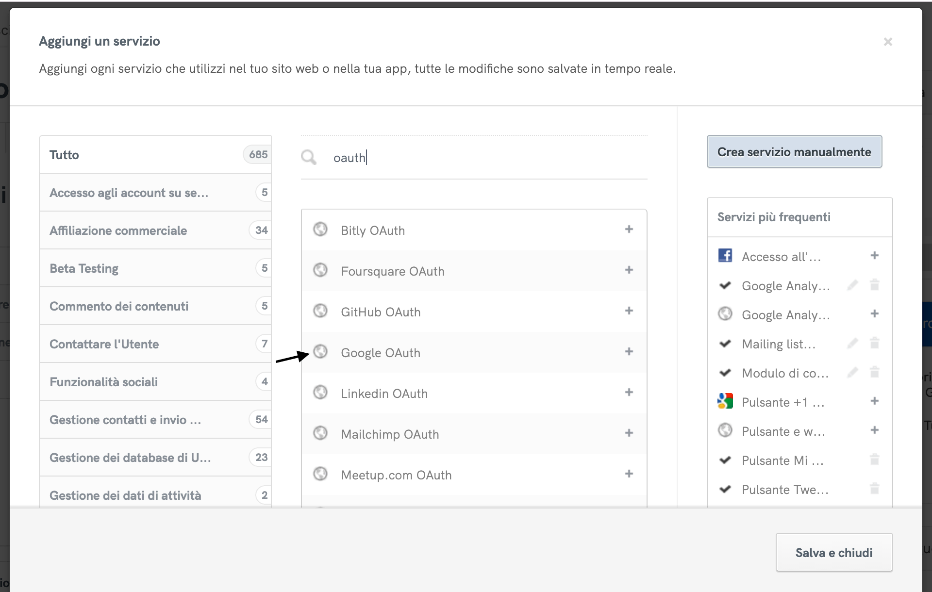 iubenda Privacy Policy - Servizio Google OAuth