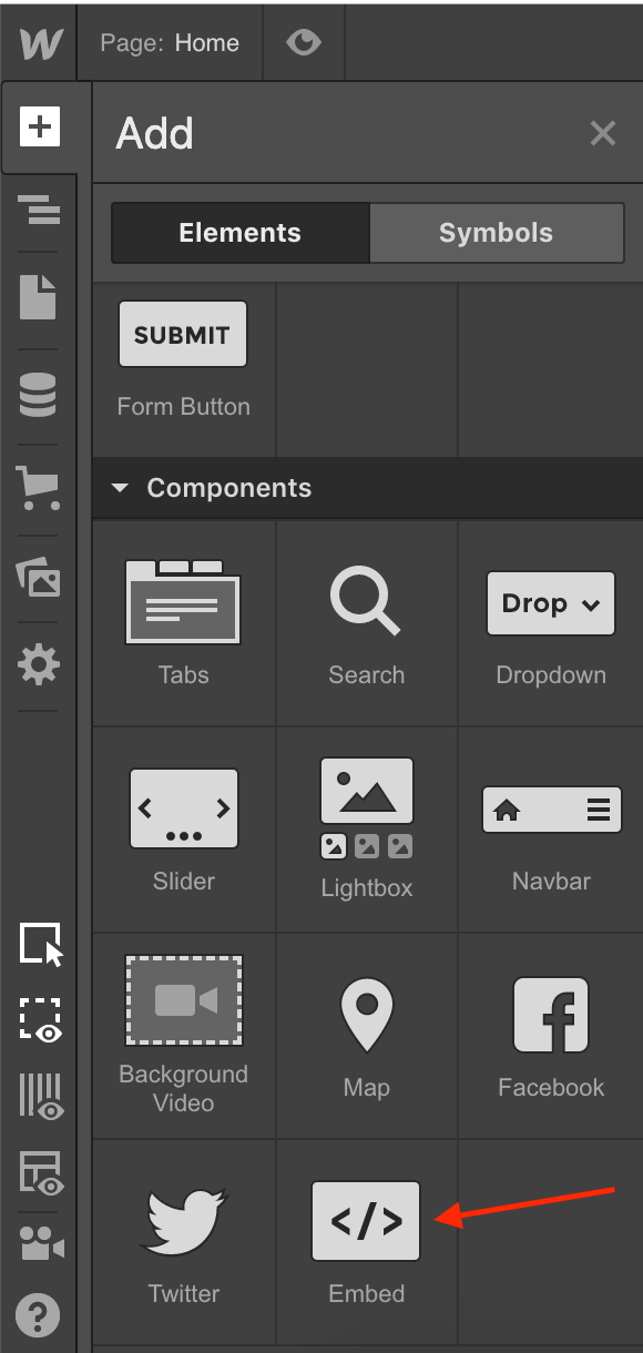 Webflow embed component