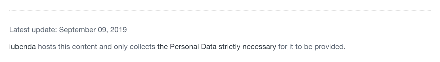 Latest update section at the bottom of the policy/terms and conditions