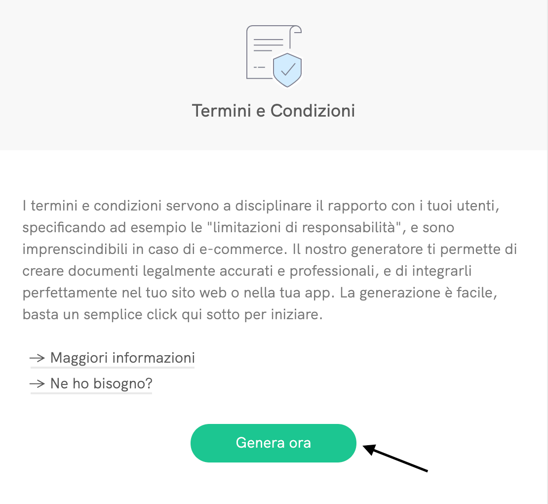 Termini e Condizioni - Genera ora