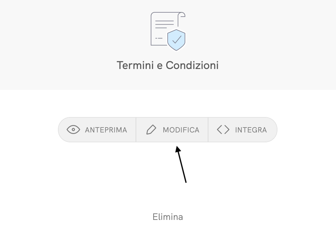 Termini e condizioni - Modifica documento
