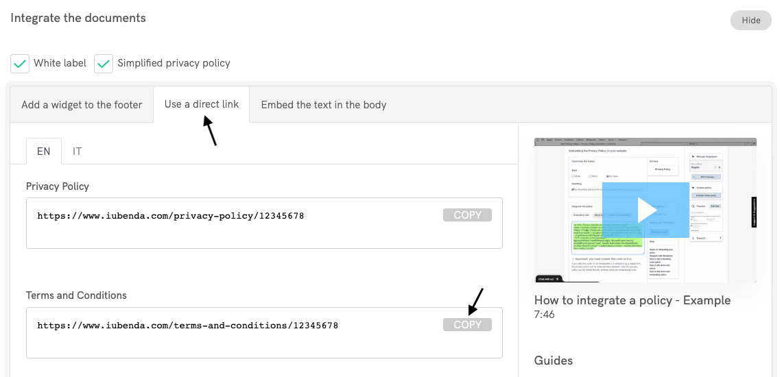 Conditions Générales - lien direct