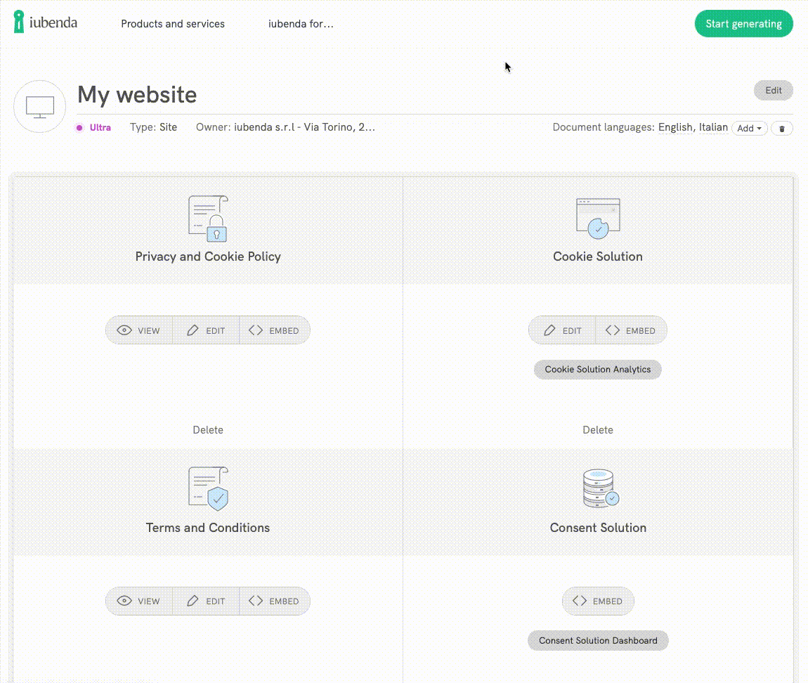 Termos e Condições – Edite suas informações