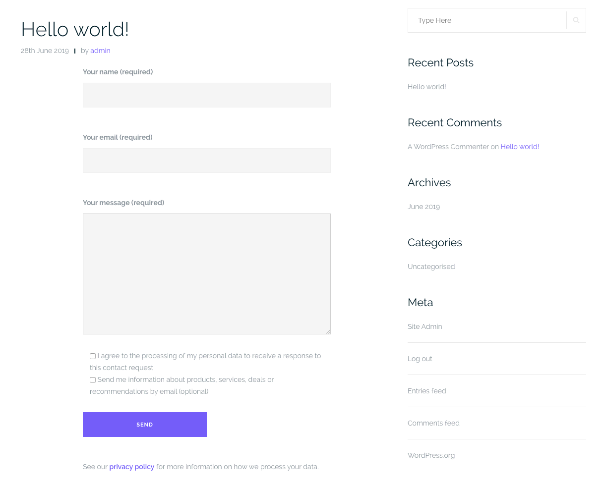 Contact Form 7 centered