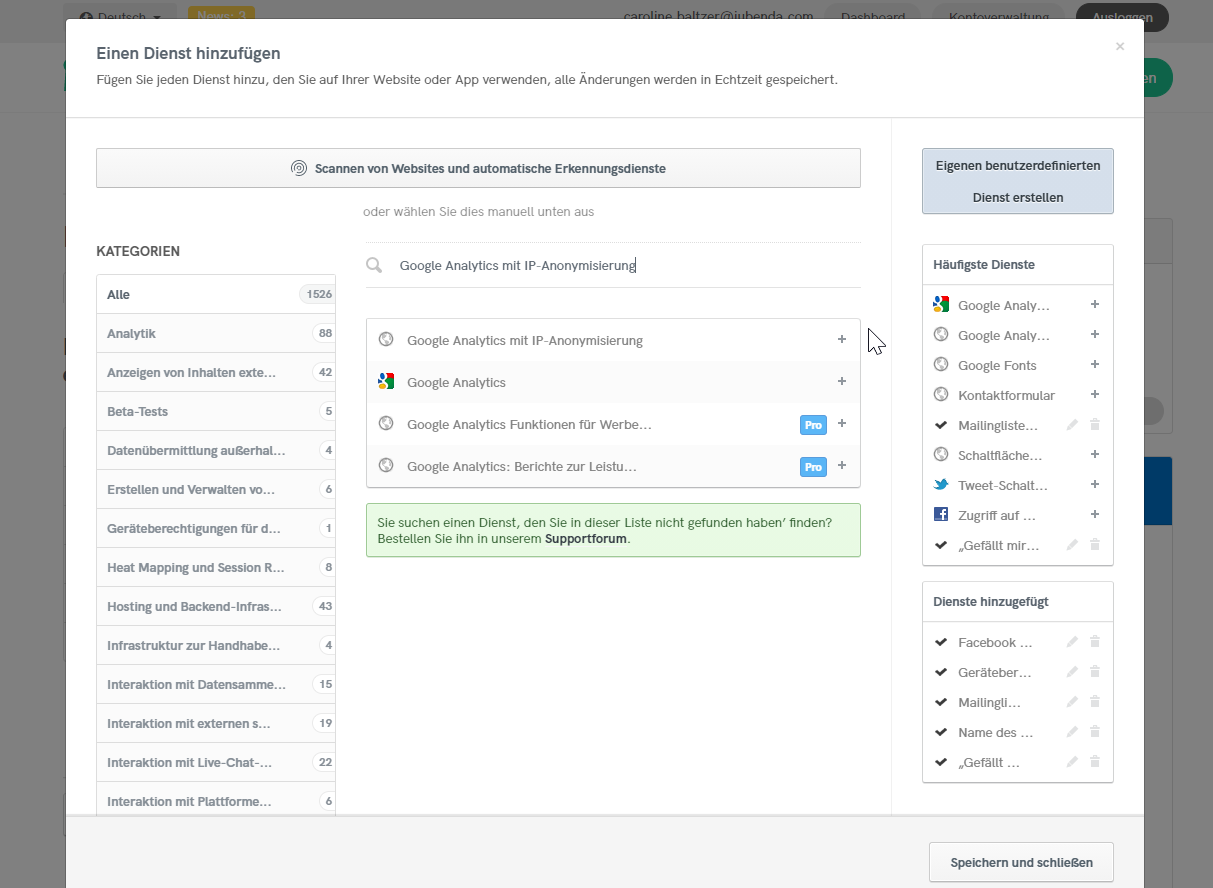 Google Analytics with anonymized IP