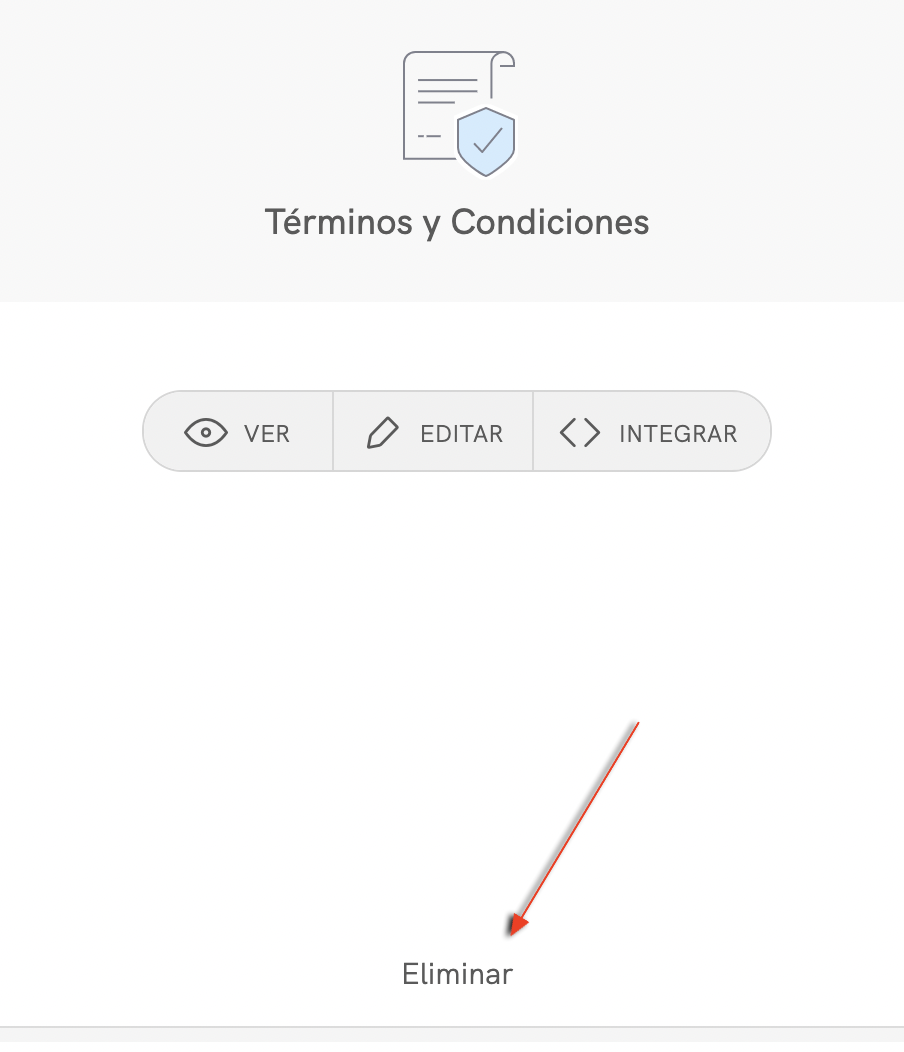 Términos y condiciones: eliminar