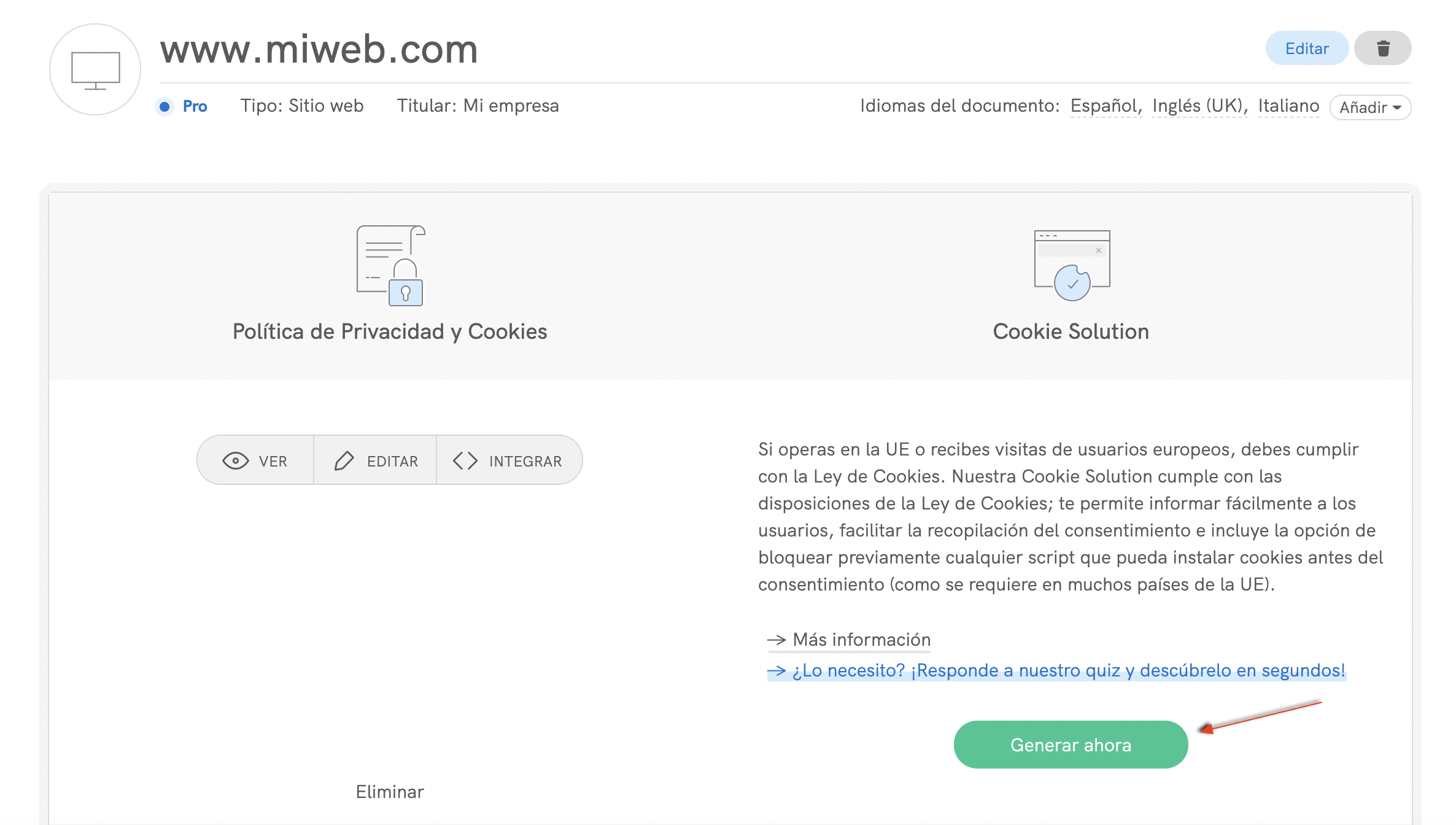 Privacy Controls and Cookie Solution - Generate cookie banner