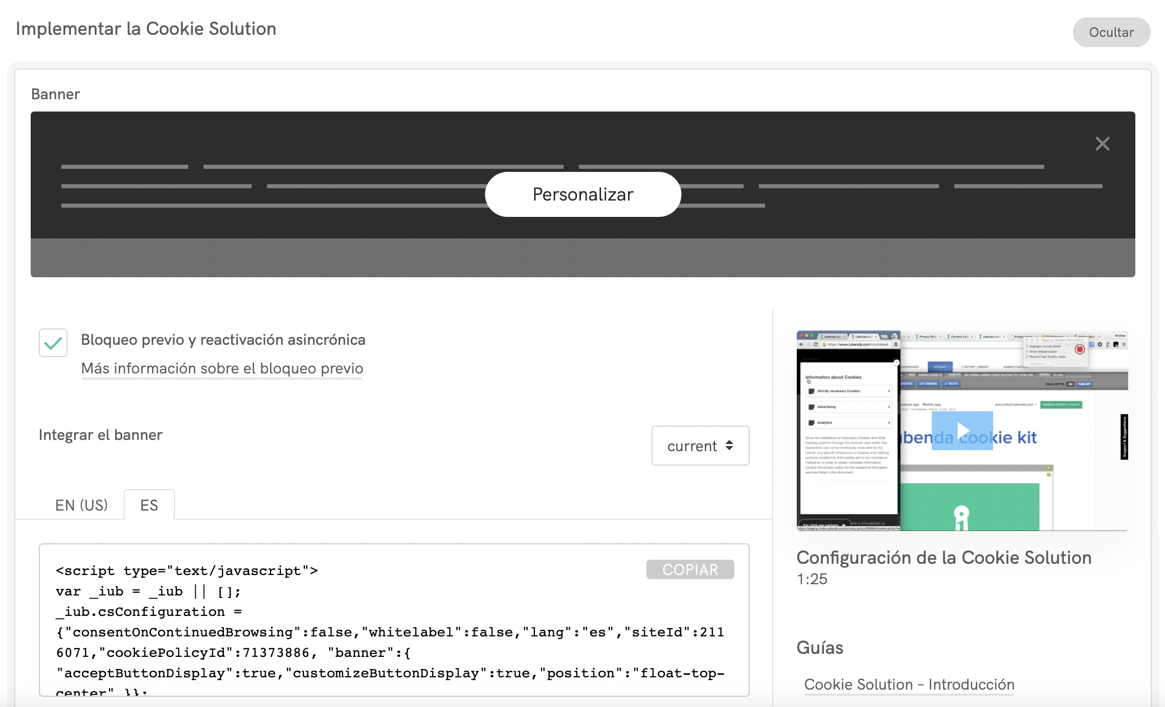 Integración de Privacy Controls and Cookie Solution