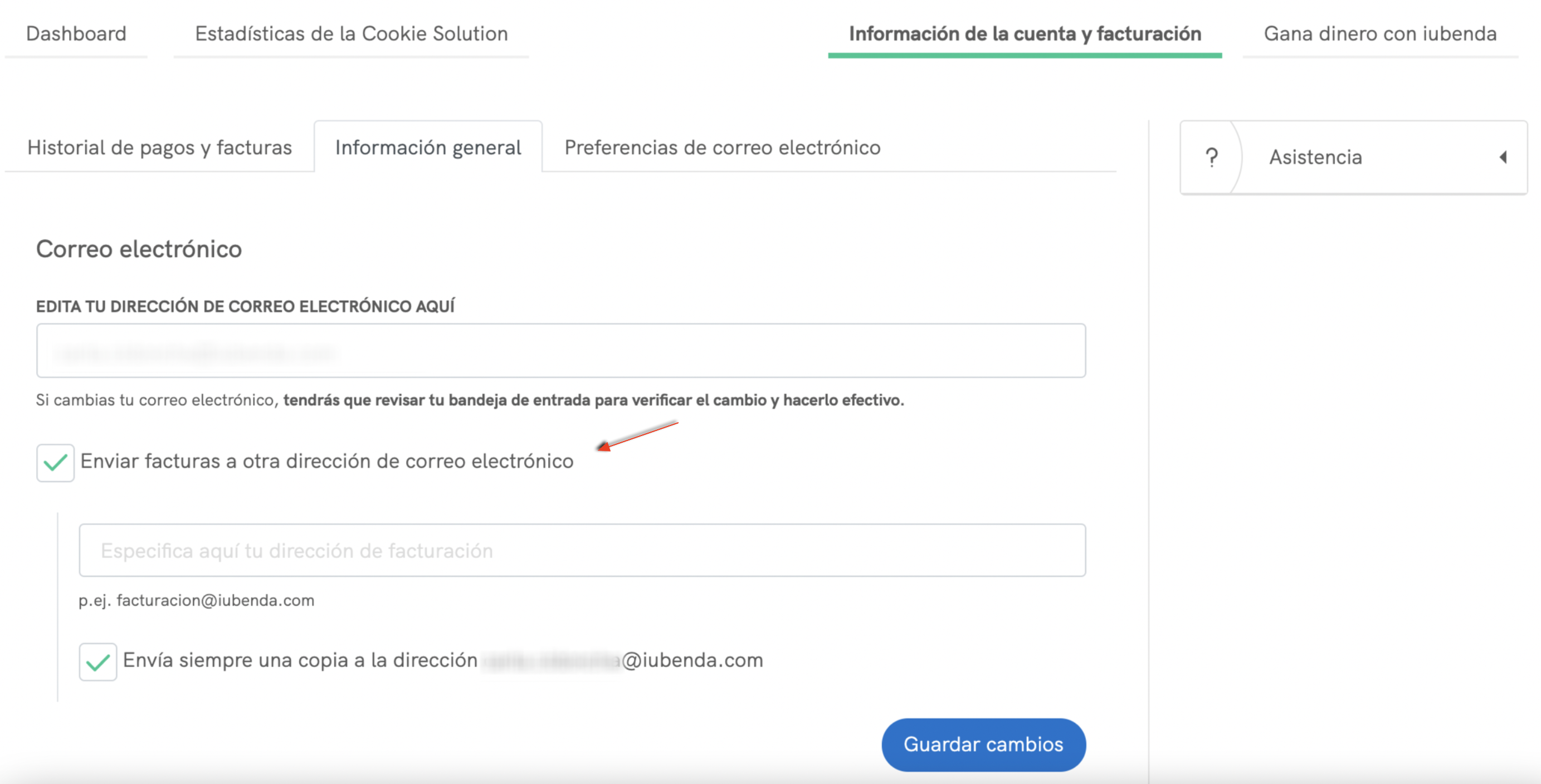 Send invoices to a specific email address