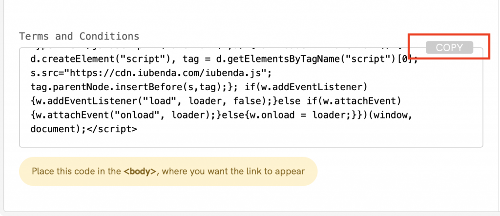 Como adicionar termos e condições no Ucraft
