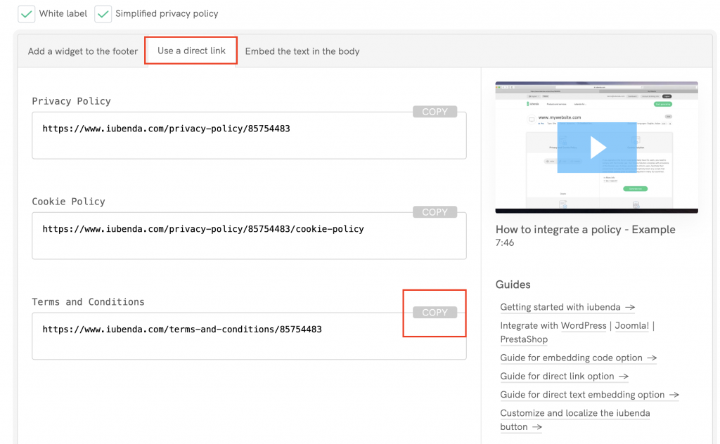 Como adicionar termos e condições no Ucraft