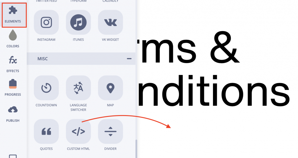 Como adicionar termos e condições no Ucraft