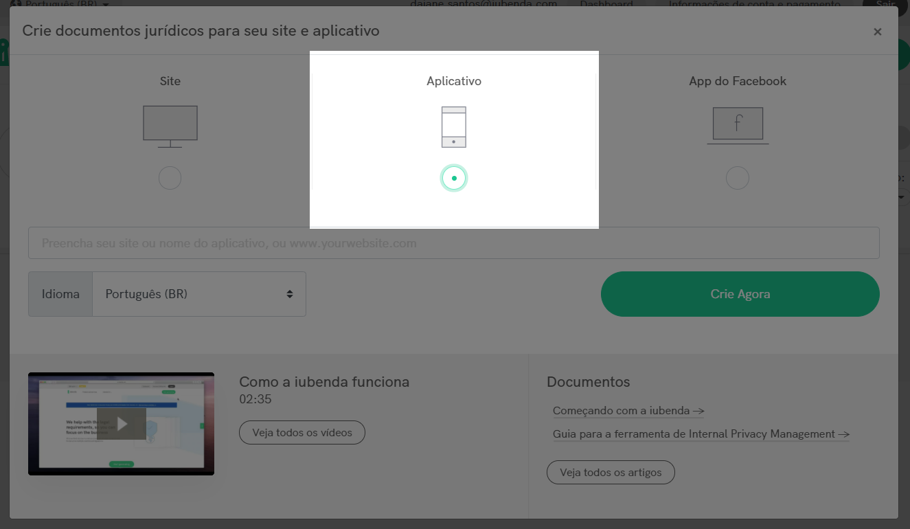 comece a criar políticas para aplicativos de celular