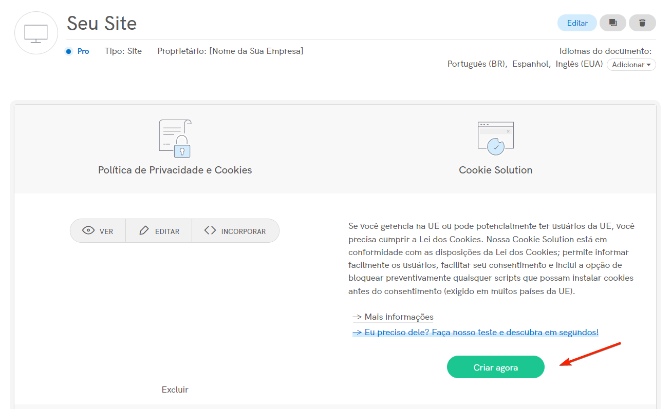 Cookie Solution - Generate a cookie banner